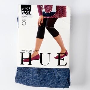 HUE Hipster Capri Tights Sz 2 Blue Denim Heather Color NEW